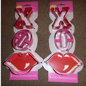 Lot of 6 Wilton VALENTINE'S Day Metal Cookie Cutters Set NWT  X's O's Lips